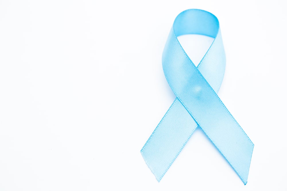 Blue ribbon for prostate cancer on white background Blue ribbon for prostate cancer on white background