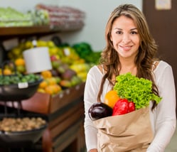 Woman grocery shopping at the local market